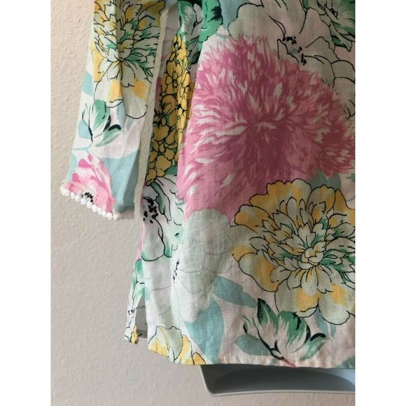 Charter Club Luxury Linen Tunic Blouse Lace XS Extra Small Boho Lagenlook Floral - Picture 7 of 7